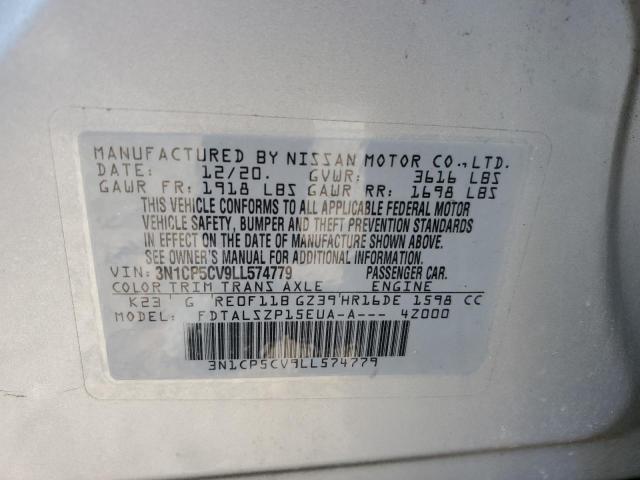 3N1CP5CV9LL574779 | 2020 Nissan kicks sv