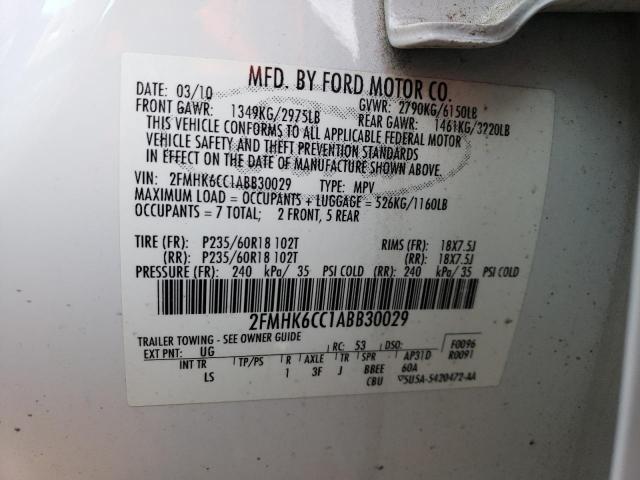 2010 Ford Flex Sel VIN: 2FMHK6CC1ABB30029 Lot: 52804334