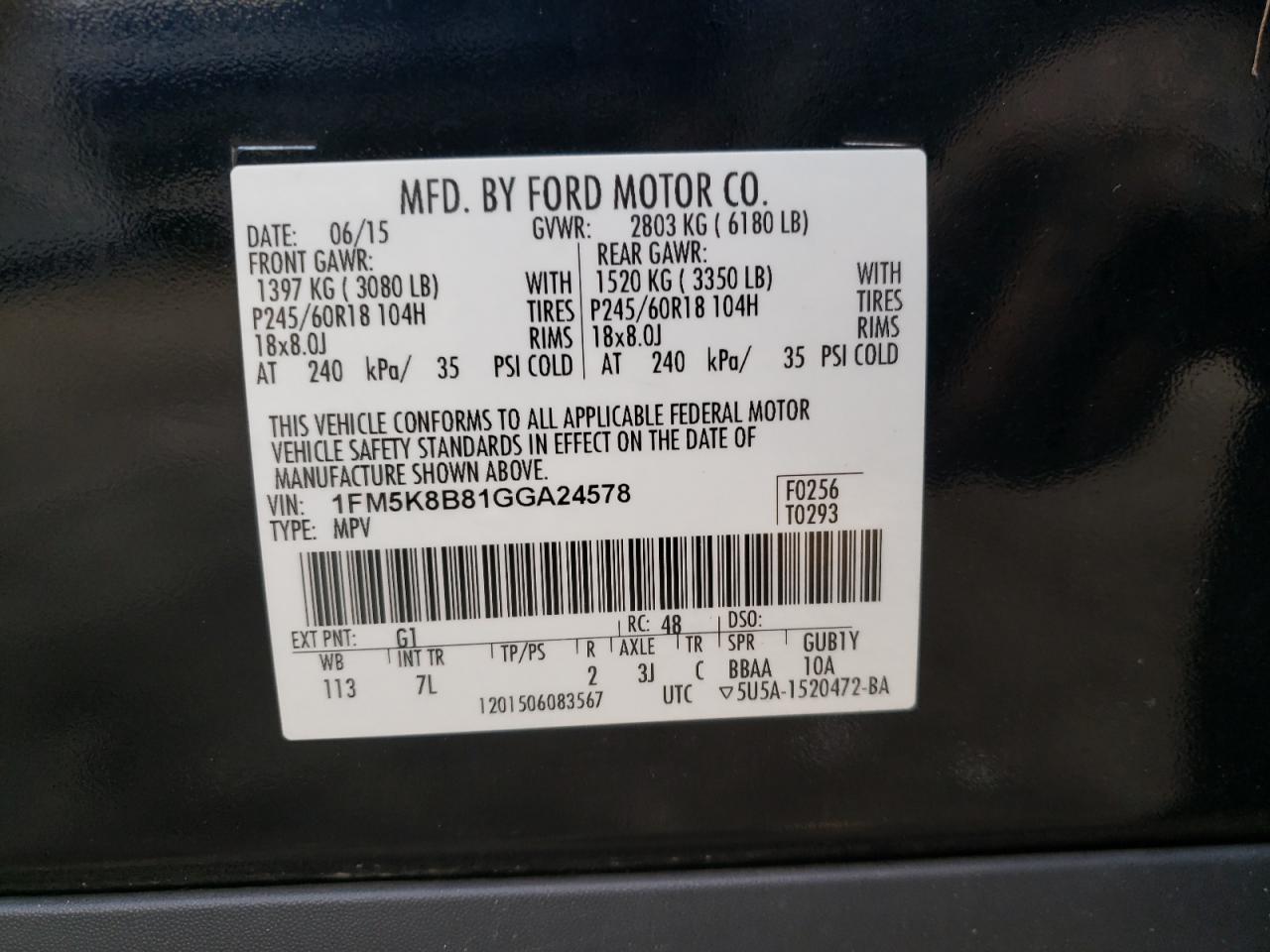 1FM5K8B81GGA24578 2016 Ford Explorer