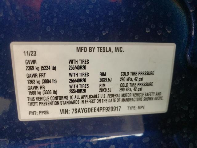 7SAYGDEE4PF920917 | 2023 TESLA MODEL Y