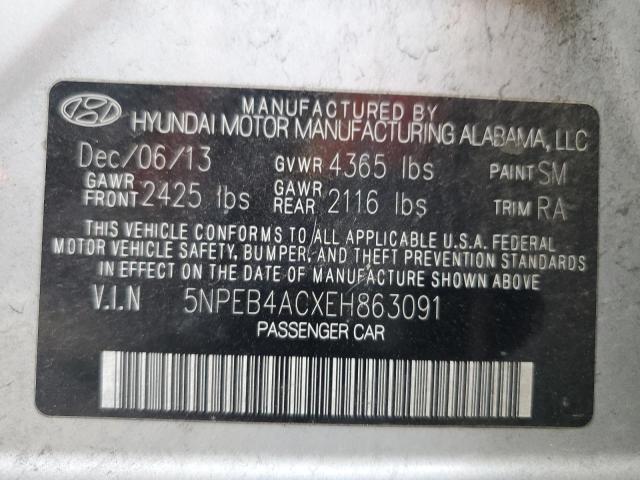 5NPEB4ACXEH863091 | 2014 Hyundai sonata gls