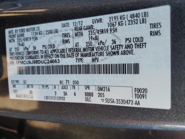 1FMCU9J98DUC24663 | 2013 Ford escape titanium