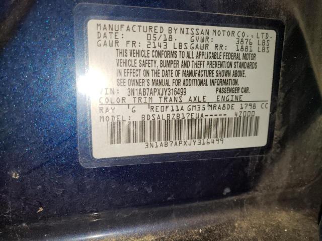 3N1AB7APXJY316499 | 2018 NISSAN SENTRA S