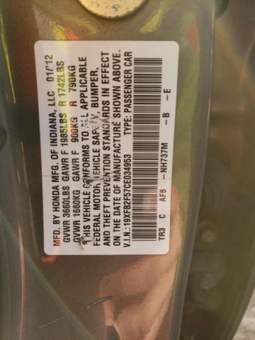 2012 Honda Civic Lx VIN: 19XFB2F57CE034953 Lot: 80029283