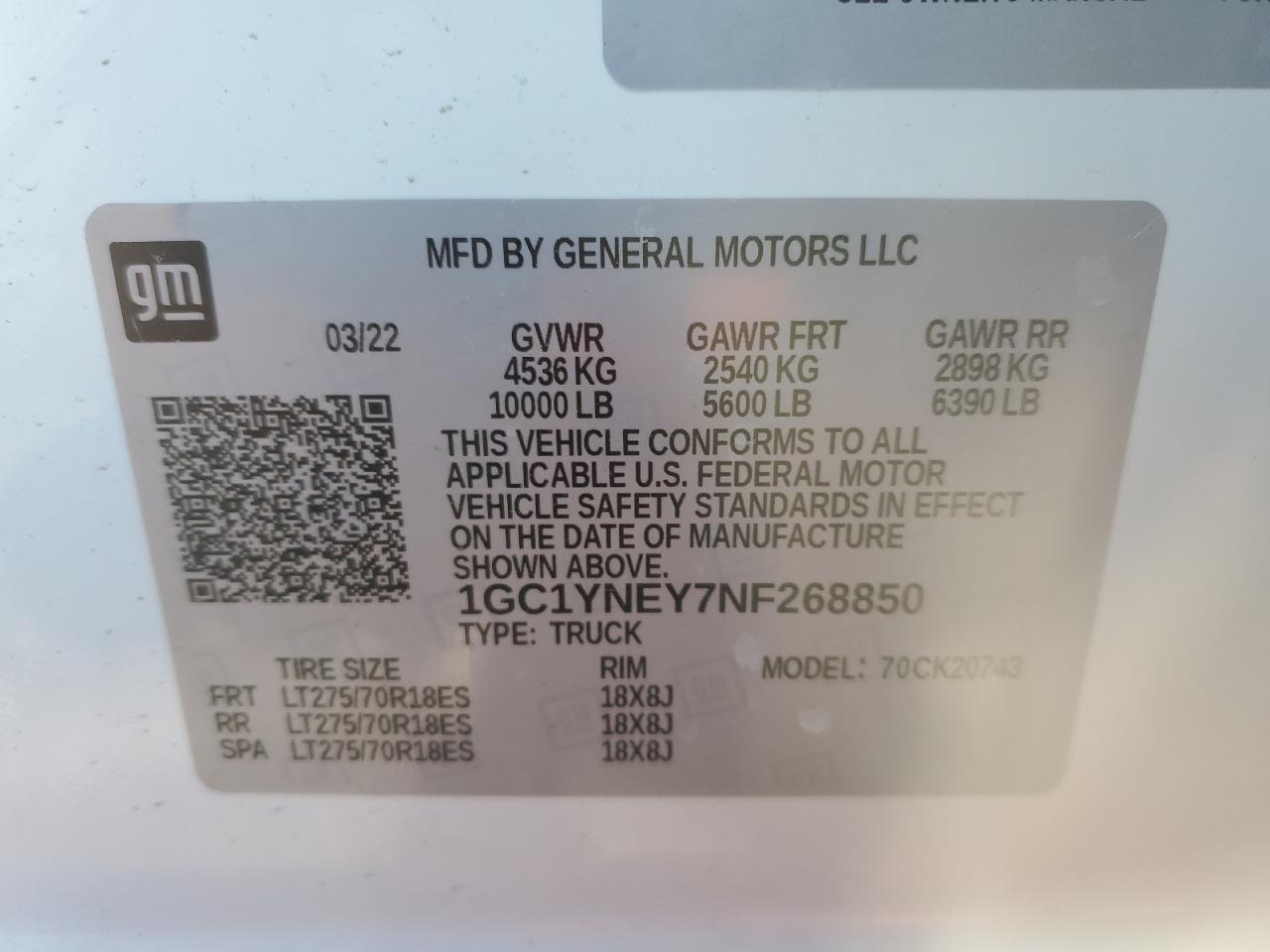 VIN: 1GC1YNEY7NF268850 2022 CHEVROLET ALL Models