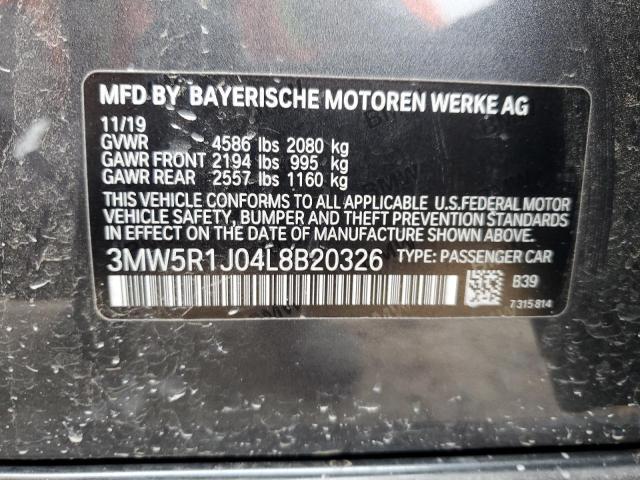 3MW5R1J04L8B20326 | 2020 BMW 330I