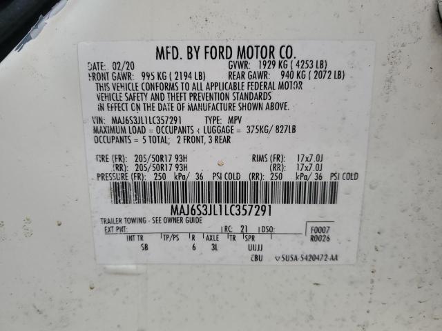 MAJ6S3JL1LC357291 | 2020 FORD ECOSPORT S