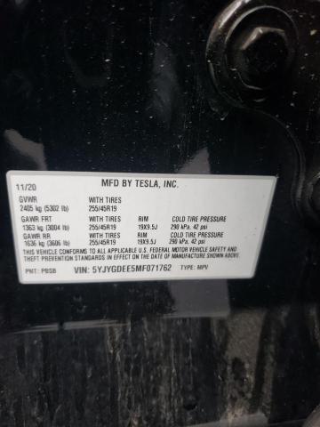 5YJYGDEE5MF071762 | 2021 TESLA MODEL Y