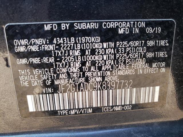 JF2GTADC9K8397732 | 2019 SUBARU CROSSTREK