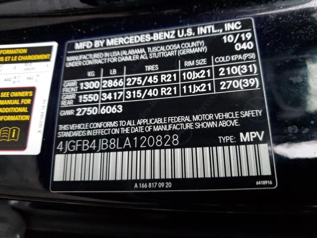 4JGFB4JB8LA120828 2020 MERCEDES-BENZ GLE-CLASS, photo no. 12