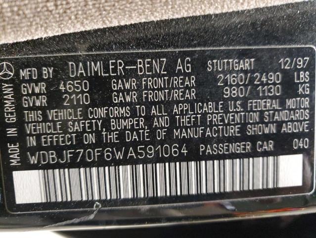 1998 Mercedes-Benz E 430 VIN: WDBJF70F6WA591064 Lot: 80714593