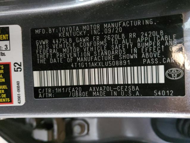 4T1G11AKXLU508891 | 2020 TOYOTA CAMRY SE