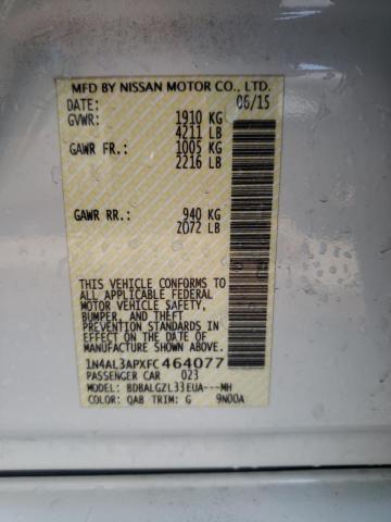 1N4AL3APXFC464077 | 2015 NISSAN ALTIMA 2.5