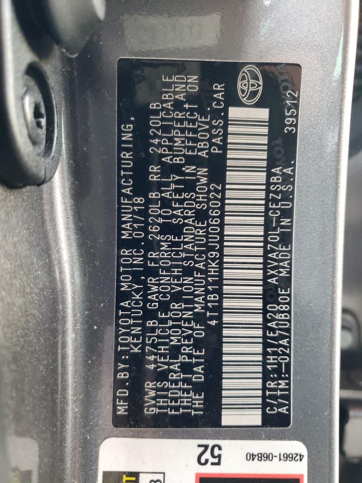 4T1B11HK9JU066022 2018 Toyota Camry L