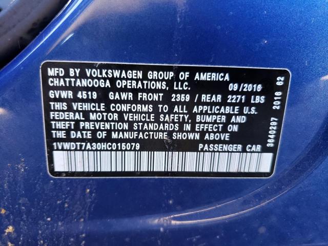 2017 VOLKSWAGEN PASSAT R-L - 1VWDT7A30HC015079
