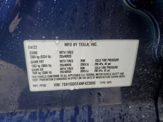 2022 TESLA MODEL Y - 7SAYGDEE4NF423895