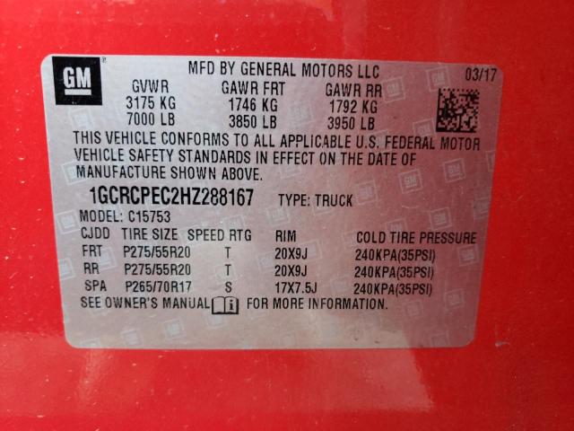 1GCRCPEC2HZ288167 | 2017 CHEVROLET SILVERADO