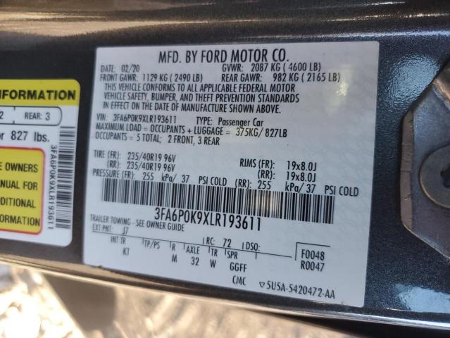 3FA6P0K9XLR193611 | 2020 FORD FUSION TIT