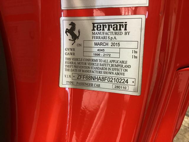2015 Ferrari 458 Spider VIN: ZFF68NHA8F0210224 Lot: 81220963