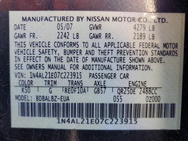 2007 Nissan Altima 2.5 VIN: 1N4AL21E07C223915 Lot: 79974163