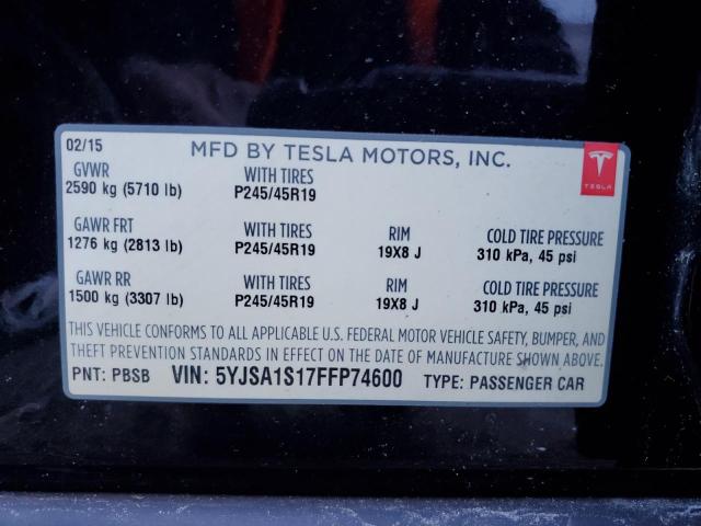 2015 TESLA MODEL S 70 - 5YJSA1S17FFP74600