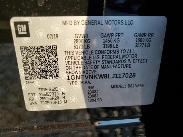 1GNEVNKW8LJ117028 | 2020 Chevrolet traverse high country