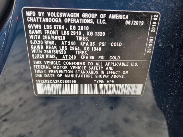 1V2ER2CA2KC580590 2019 Volkswagen Atlas Sel