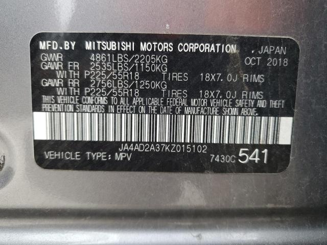 JA4AD2A37KZ015102 | 2019 MITSUBISHI OUTLANDER