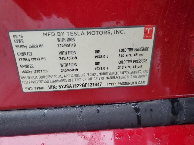 5YJSA1E22GF131447 | 2016 TESLA MODEL S