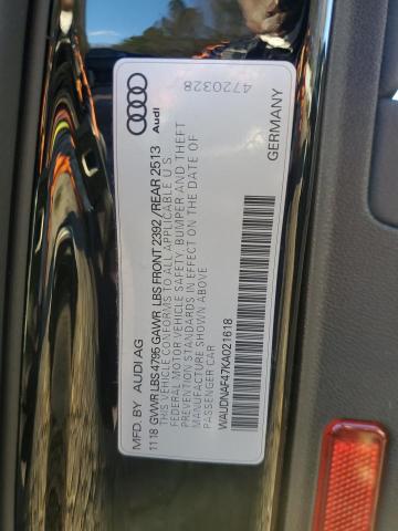 WAUDNAF47KA021618 | 2019 AUDI A4 PREMIUM