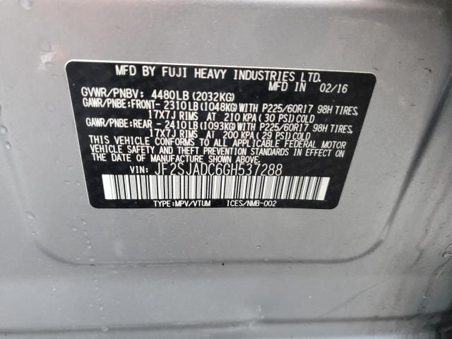 JF2SJADC6GH537288 | 2016 SUBARU FORESTER 2