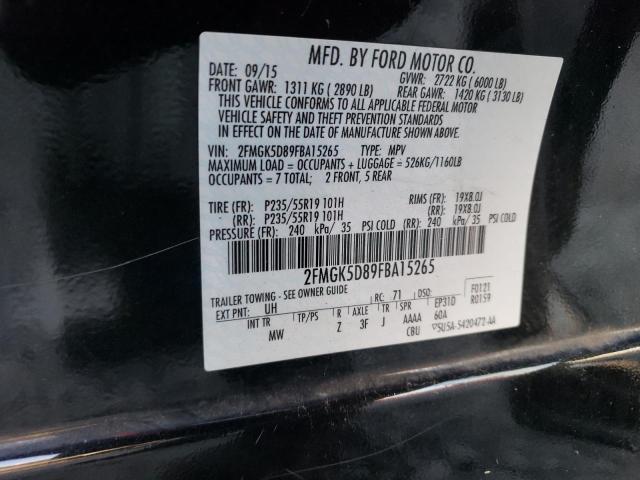 2FMGK5D89FBA15265 | 2015 FORD FLEX LIMIT