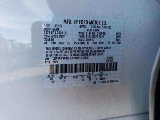 2FMPK4K91NBB15641 2022 FORD EDGE, photo no. 13