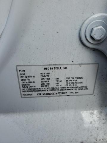 5YJYGDEE7MF074422 | 2021 TESLA MODEL Y