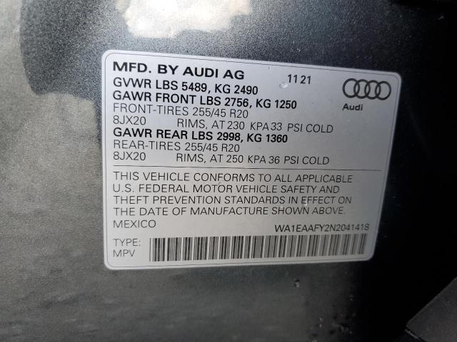 WA1EAAFY2N2041418 2022 AUDI Q5, photo no. 13