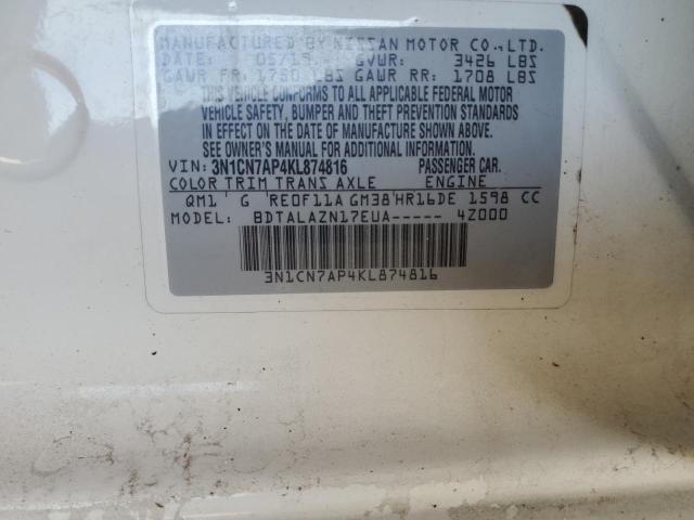 3N1CN7AP4KL874816 2019 Nissan Versa S