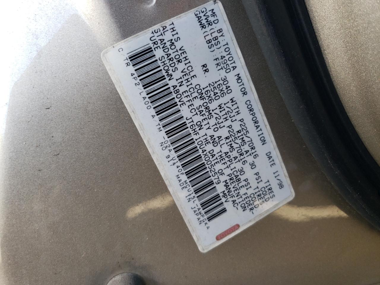 JT6HF10U4X0052579 1999 Lexus Rx 300