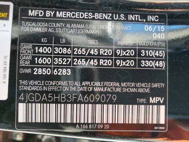 VIN 4JGDA5HB3FA609079 2015 Mercedes-Benz ML-Class, ... no.12