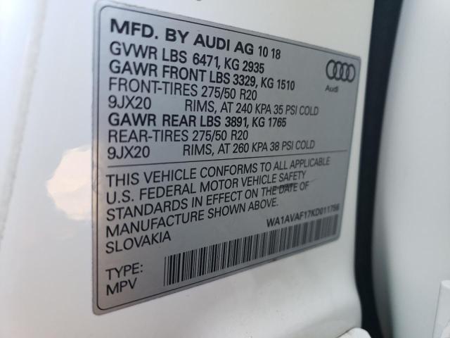 2019 AUDI Q8 PREMIUM - WA1AVAF17KD011756