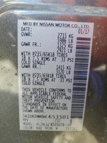 2017 NISSAN PATHFINDER - 5N1DR2MM0HC653501