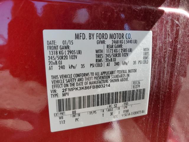 2FMPK3K86FBB03214 2015 FORD EDGE, photo no. 13