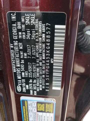 2019 KIA SORENTO 5XYPG4A53KG488577