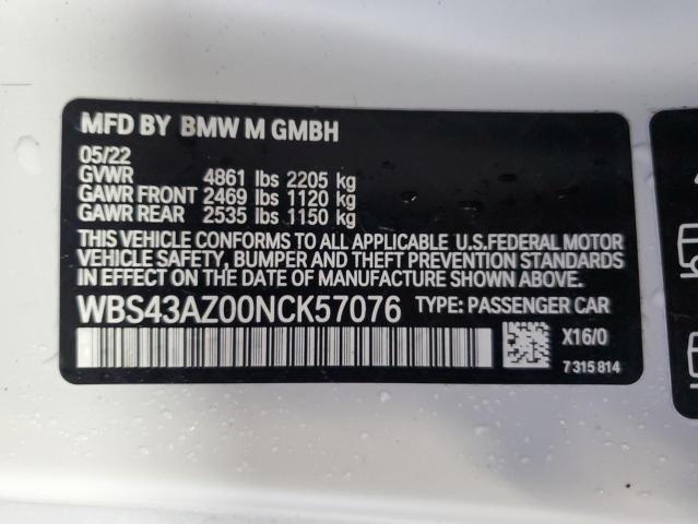 2022 BMW M4 COMPETI - WBS43AZ00NCK57076
