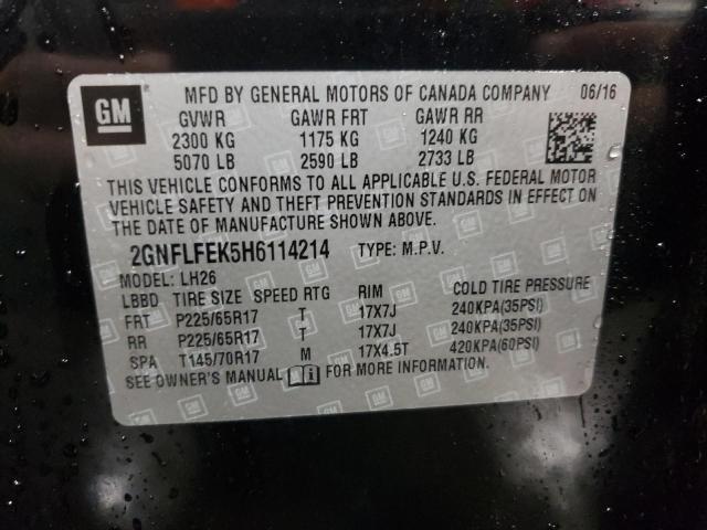 2GNFLFEK5H6114214 | 2017 CHEVROLET EQUINOX LT