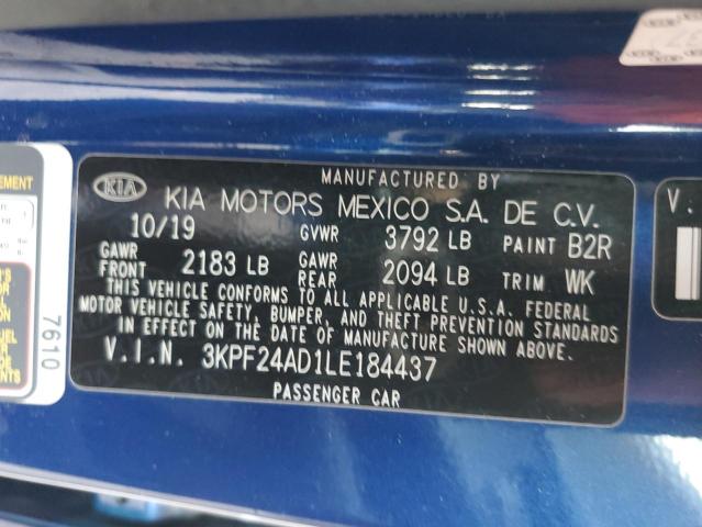 3KPF24AD1LE184437 | 2020 KIA FORTE FE