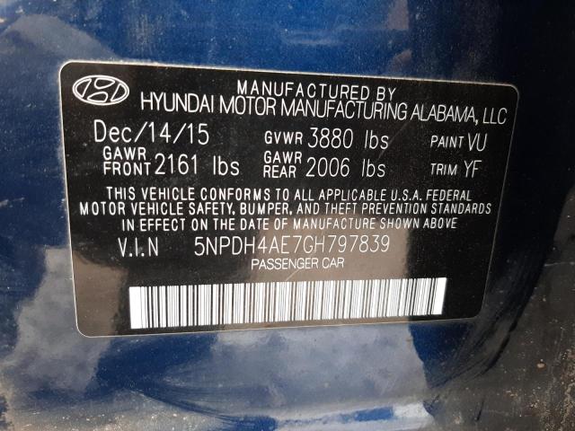 5NPDH4AE7GH797839 | 2016 HYUNDAI ELANTRA SE