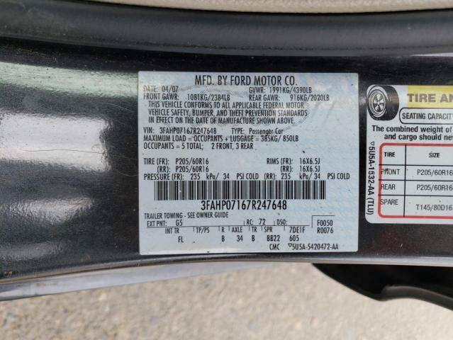 3FAHP07167R247648 | 2007 Ford fusion se