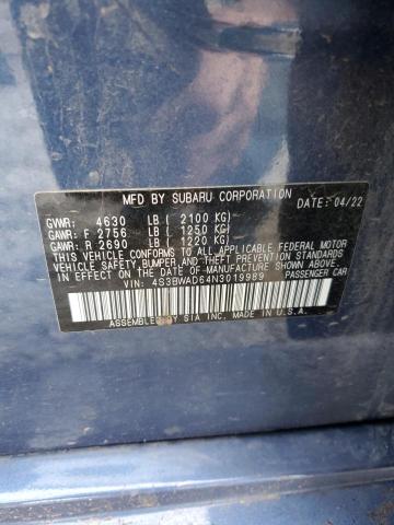 4S3BWAD64N3019989 | 2022 SUBARU LEGACY PRE