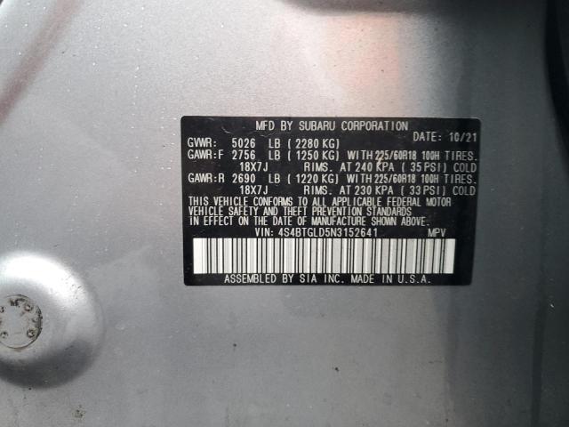 4S4BTGLD5N3152641 | 2022 SUBARU OUTBACK ON