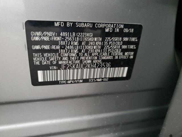 JF2SKAUC2KH423536 | 2019 SUBARU FORESTER L